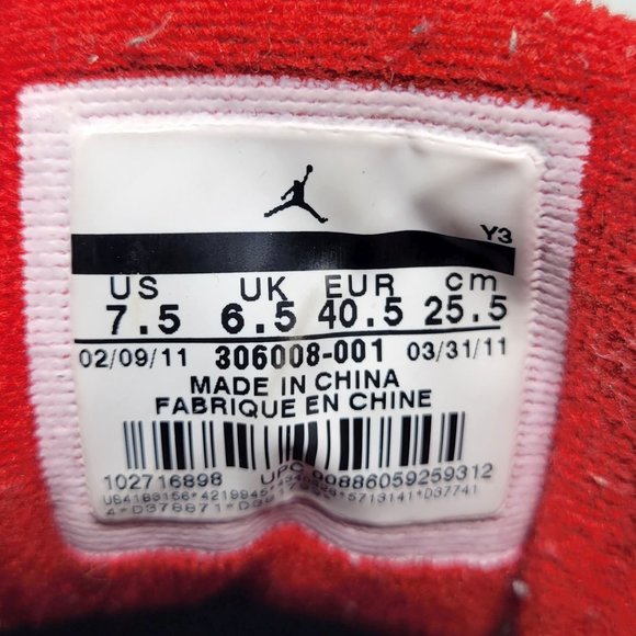 Air Jordan 11 XI Retro Low IE 'Black Red' BRED 2011 306008-001 7.5 1 4 6 12 13 - Picture 15 of 16